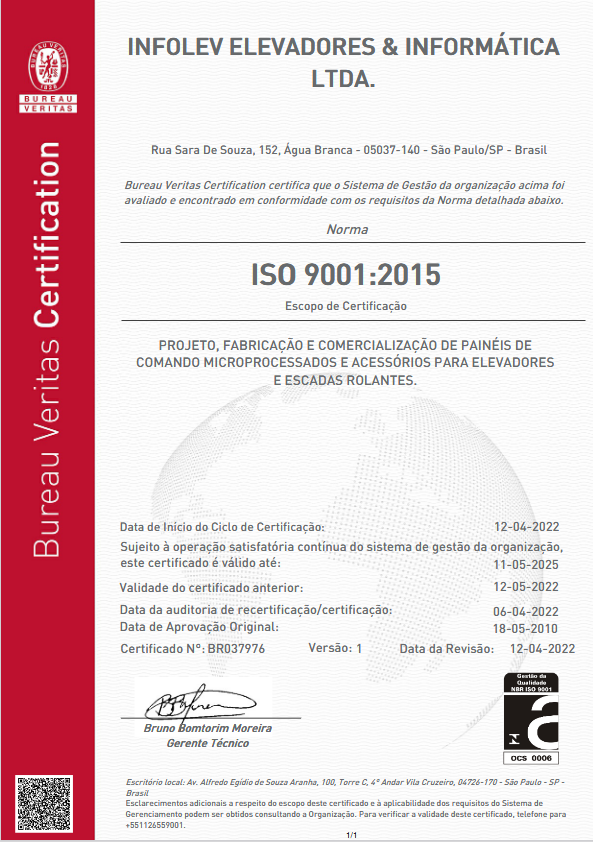 Infolev - Mais de 20 anos com certificação ISO 9001!